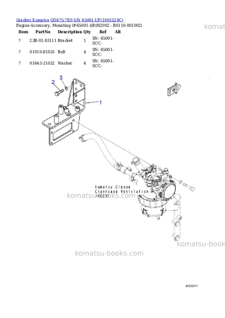 Komatsu gd675-7e0 s/n 65001-up Parts catalog cover Page 2