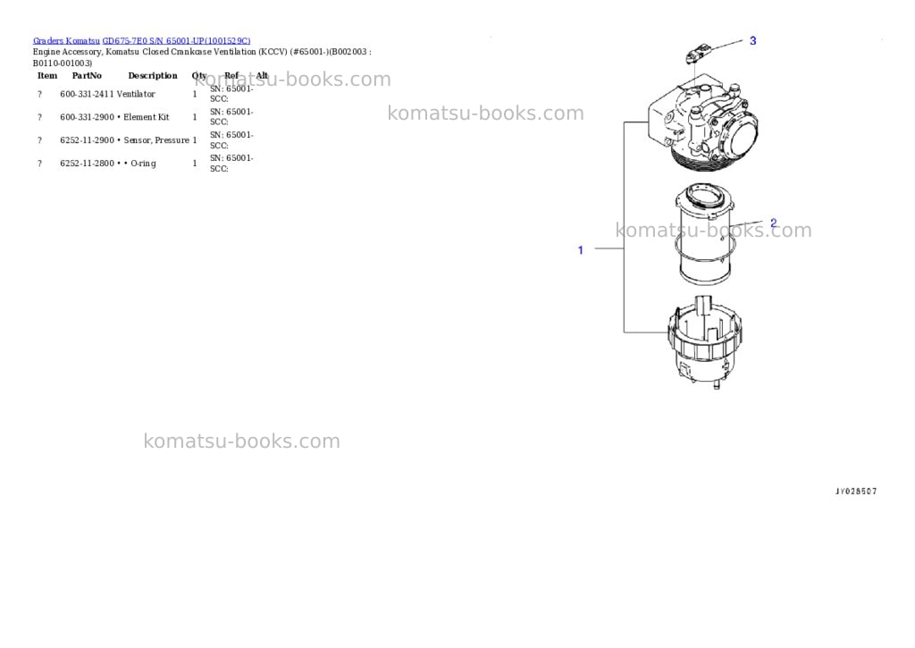 Komatsu gd675-7e0 s/n 65001-up Parts catalog cover Page 3