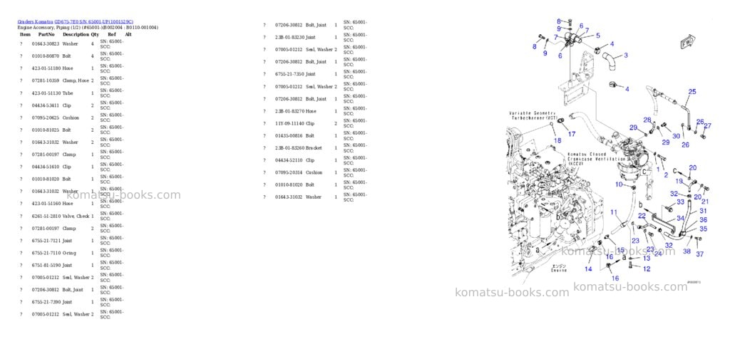 Komatsu gd675-7e0 s/n 65001-up Parts catalog cover Page 4