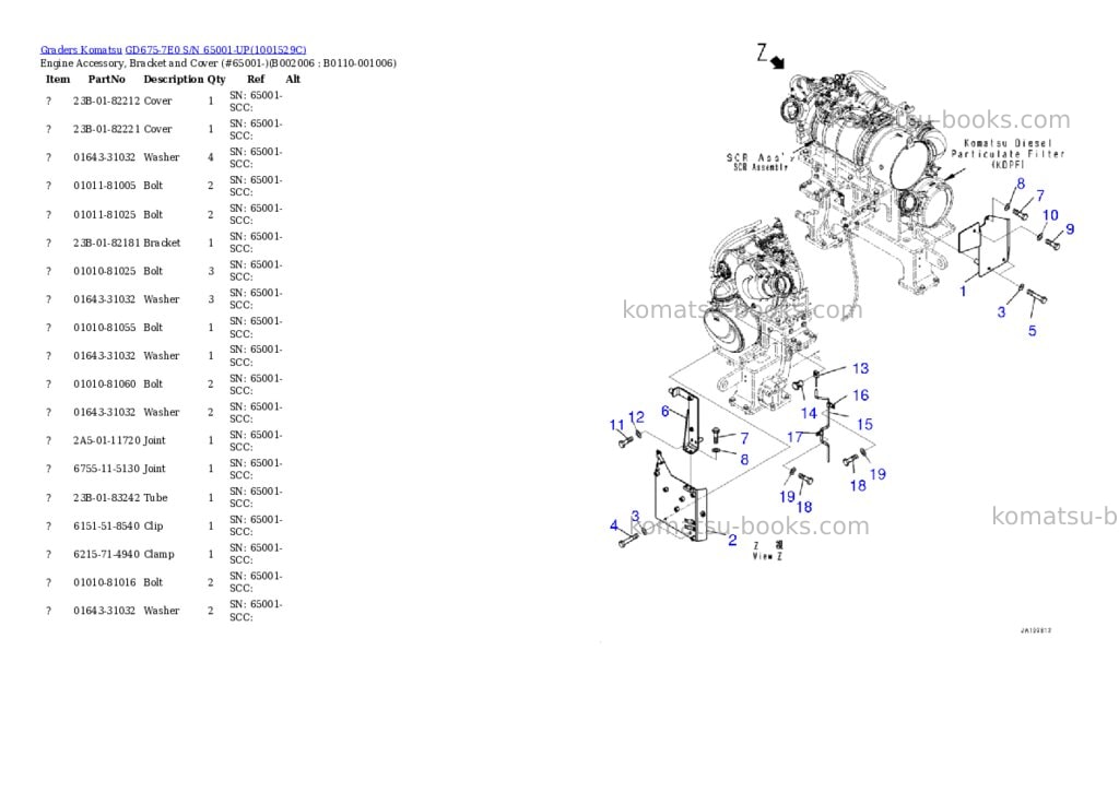 Komatsu gd675-7e0 s/n 65001-up Parts catalog cover Page 6