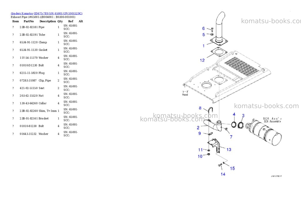 Komatsu gd675-7e0 s/n 65001-up Parts catalog cover Page 8