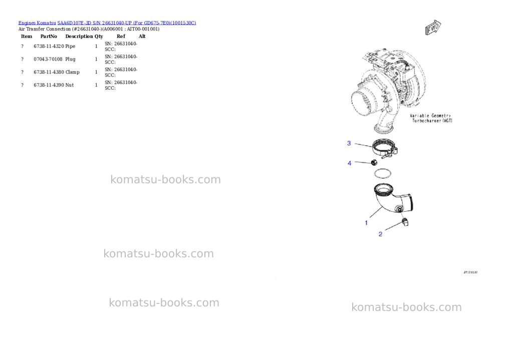 Komatsu saa6d107e-3d s/n 26631040-up for gd675-7e0 Parts catalog cover Page 5