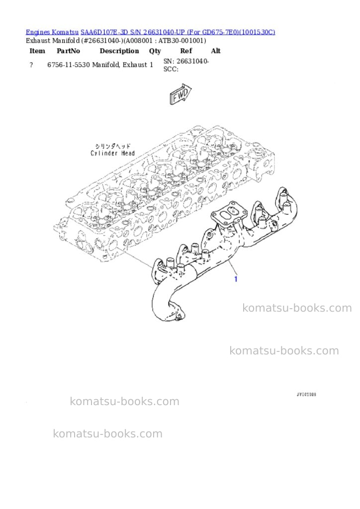 Komatsu saa6d107e-3d s/n 26631040-up for gd675-7e0 Parts catalog cover Page 7