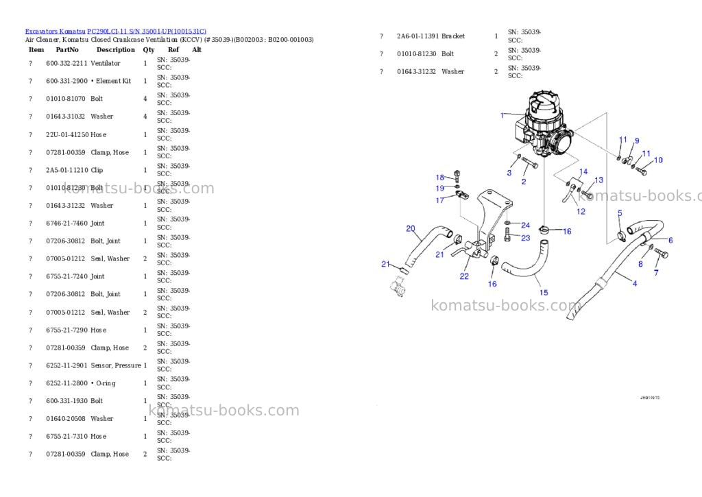 Komatsu pc290lci-11 s/n 35001-up Parts catalog cover Page 3