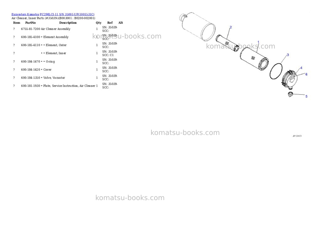 Komatsu pc290lci-11 s/n 35001-up Parts catalog cover Page 5
