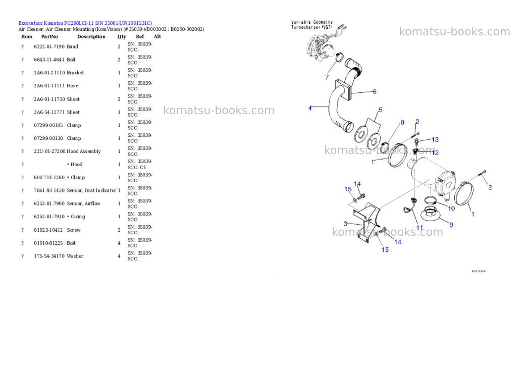 Komatsu pc290lci-11 s/n 35001-up Parts catalog cover Page 6