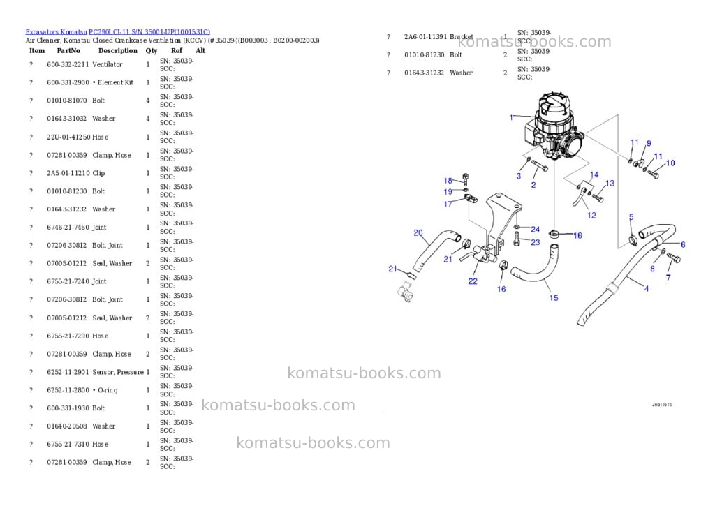 Komatsu pc290lci-11 s/n 35001-up Parts catalog cover Page 7