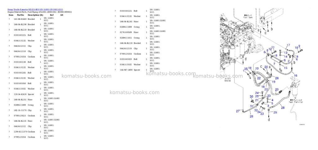 Komatsu hd325-8e0 s/n 55001-up Parts catalog cover Page 2 Komatsu hd325-8e0 s/n 55001-up Parts catalog cover Page 2