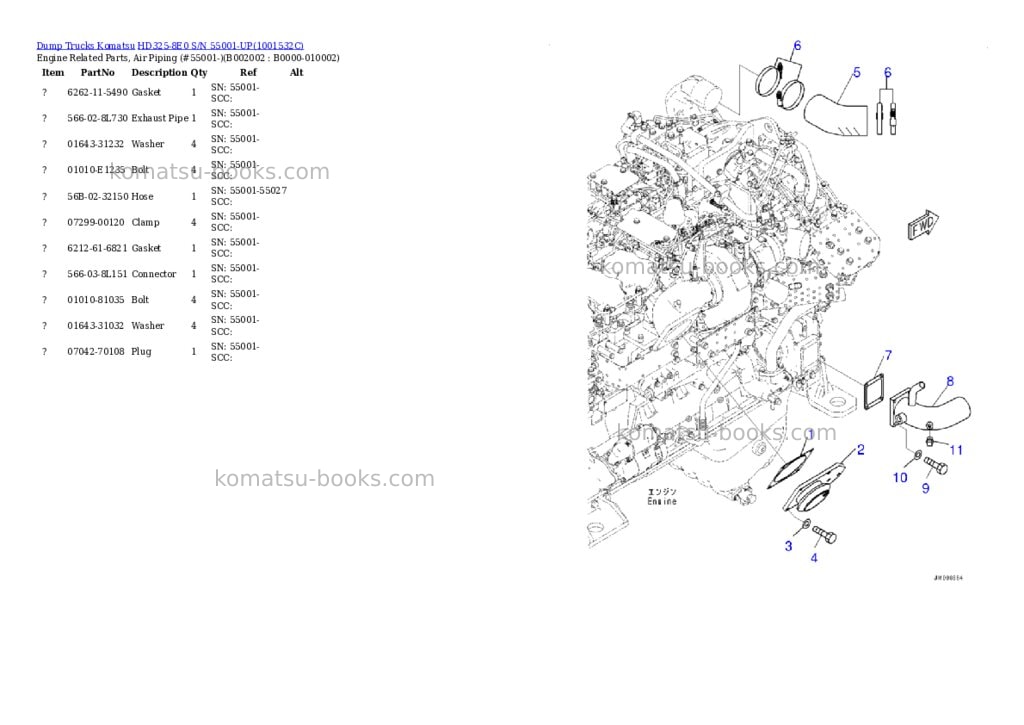 Komatsu hd325-8e0 s/n 55001-up Parts catalog cover Page 6 Komatsu hd325-8e0 s/n 55001-up Parts catalog cover Page 6