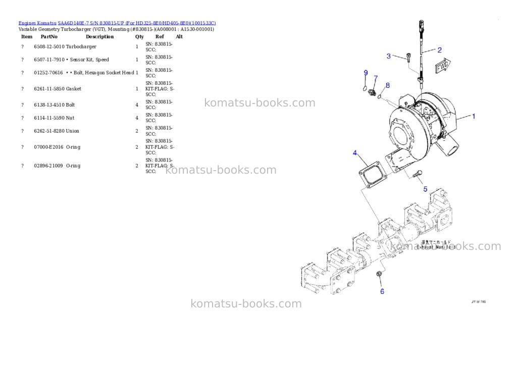 Komatsu saa6d140e-7 s/n 830815-up for hd325-8e0/hd405-8e0 Parts catalog cover Page 10
