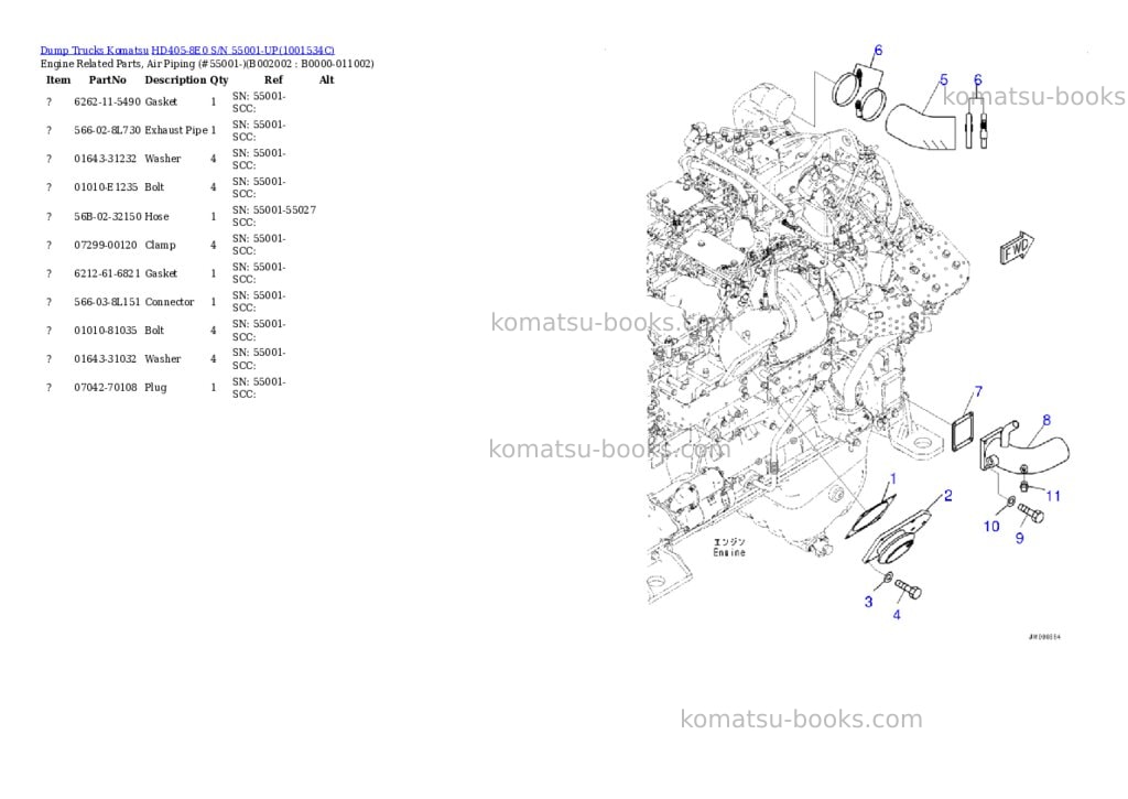 Komatsu hd405-8e0 s/n 55001-up Parts catalog cover Page 6
