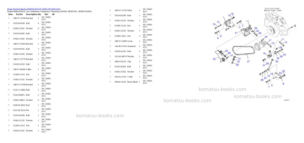 Komatsu hm300-5e0 s/n 20001-up Parts catalog cover Page 4 Komatsu hm300-5e0 s/n 20001-up Parts catalog cover Page 4