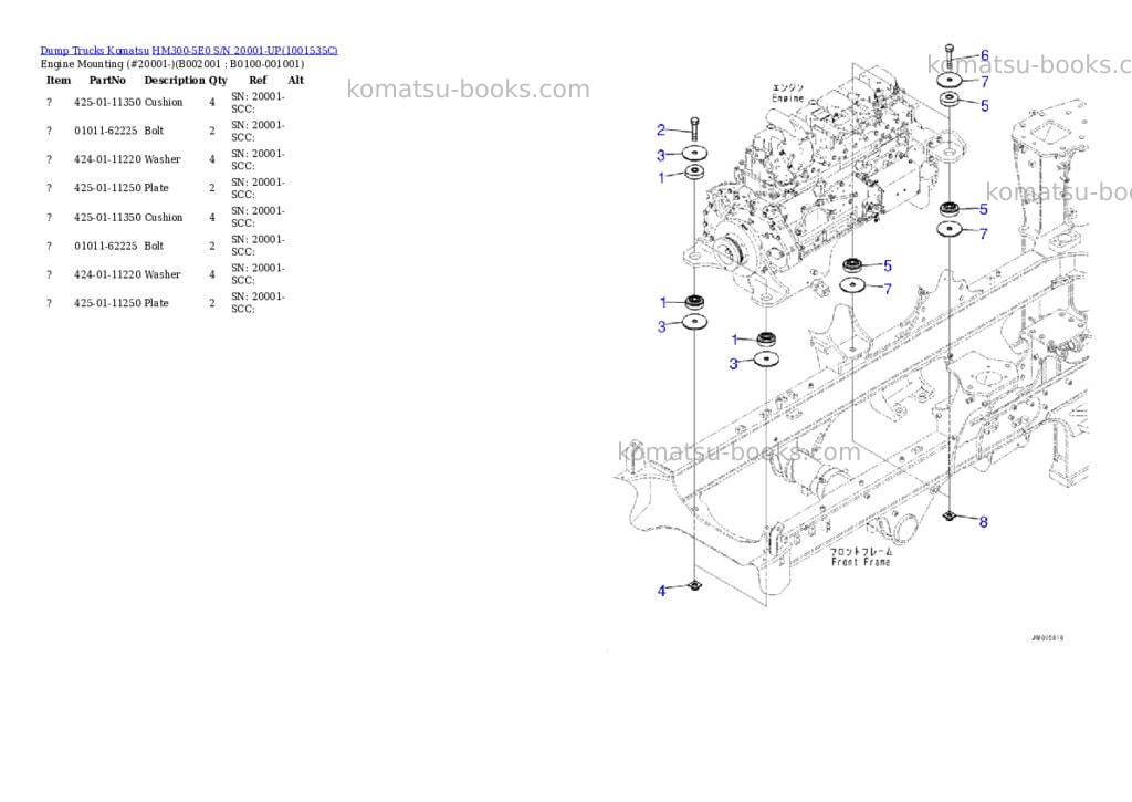 Komatsu hm300-5e0 s/n 20001-up Parts catalog cover Page 7 Komatsu hm300-5e0 s/n 20001-up Parts catalog cover Page 7