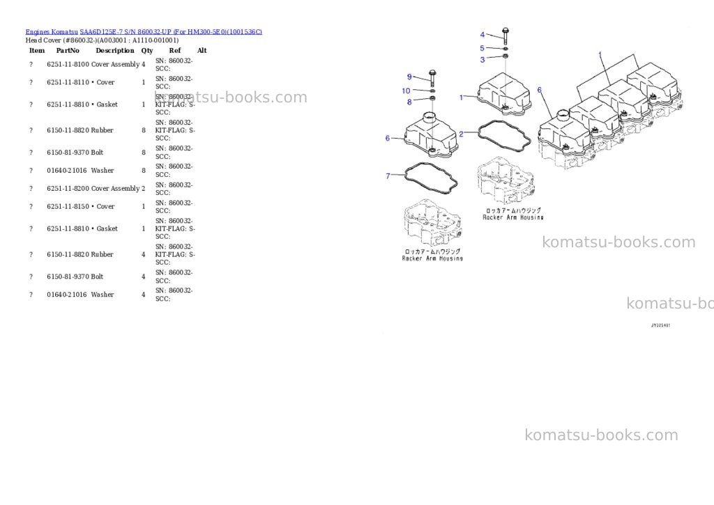 Komatsu saa6d125e-7 s/n 860032-up for hm300-5e0 Parts catalog cover Page 3