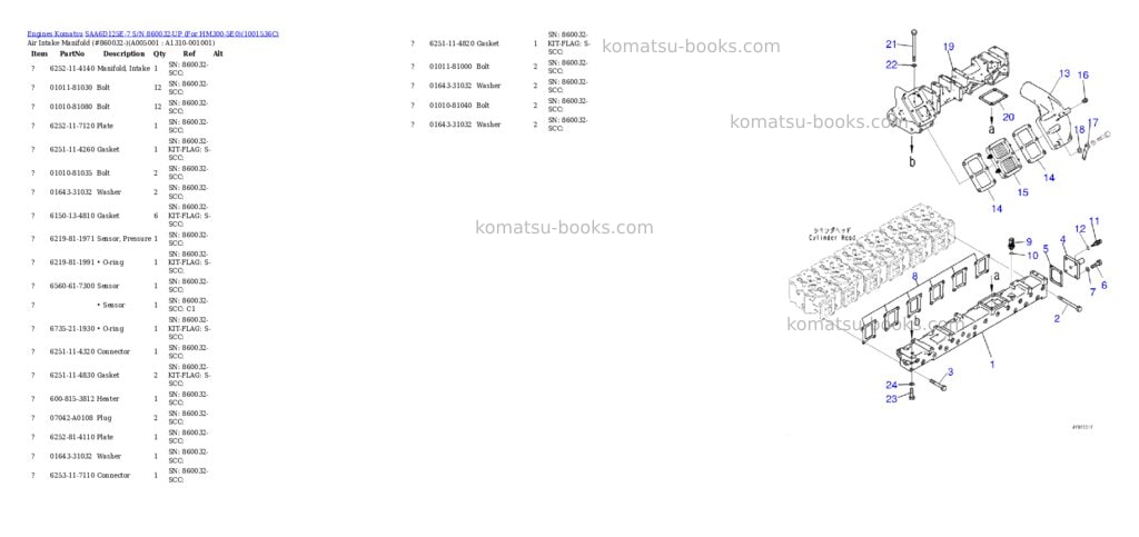 Komatsu saa6d125e-7 s/n 860032-up for hm300-5e0 Parts catalog cover Page 5