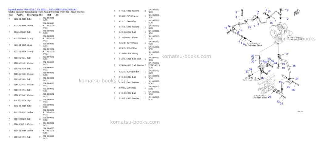 Komatsu saa6d125e-7 s/n 860032-up for hm300-5e0 Parts catalog cover Page 9