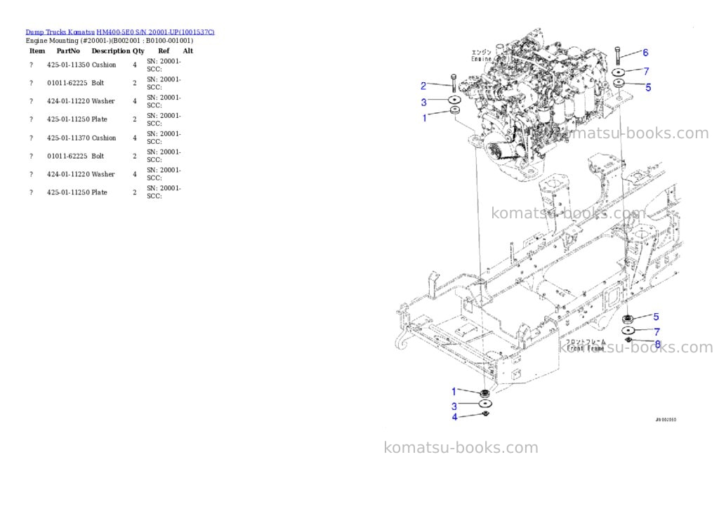 Komatsu hm400-5e0 s/n 20001-up Parts catalog cover Page 4 Komatsu hm400-5e0 s/n 20001-up Parts catalog cover Page 4