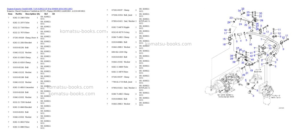 Komatsu saa6d140e-7 s/n 830022-up for hm400-5e0 Parts catalog cover Page 3 Komatsu saa6d140e-7 s/n 830022-up for hm400-5e0 Parts catalog cover Page 3