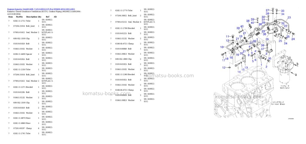 Komatsu saa6d140e-7 s/n 830022-up for hm400-5e0 Parts catalog cover Page 4 Komatsu saa6d140e-7 s/n 830022-up for hm400-5e0 Parts catalog cover Page 4