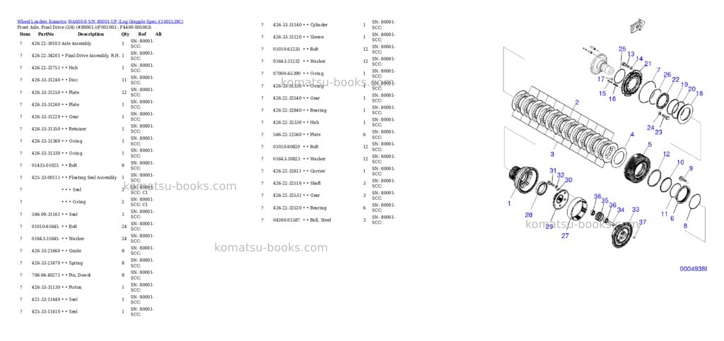 Komatsu WA600-8 S/N 80001-UP (Log Grapple Spec.) Parts catalog cover Page 2