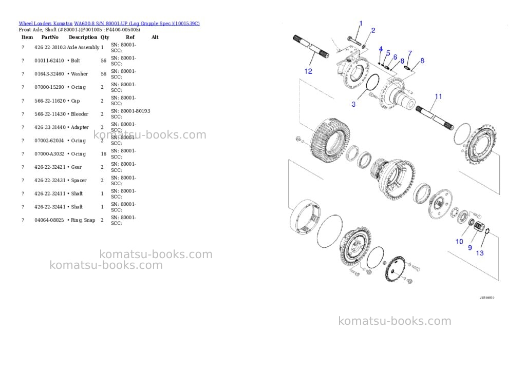 Komatsu WA600-8 S/N 80001-UP (Log Grapple Spec.) Parts catalog cover Page 4