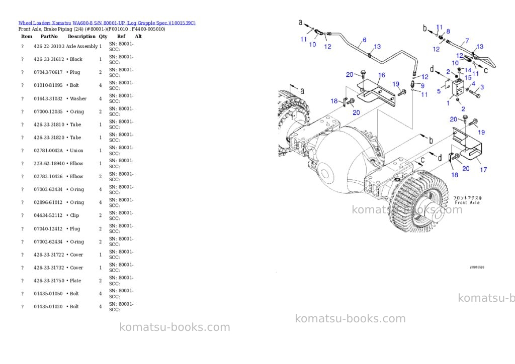 Komatsu WA600-8 S/N 80001-UP (Log Grapple Spec.) Parts catalog cover Page 9