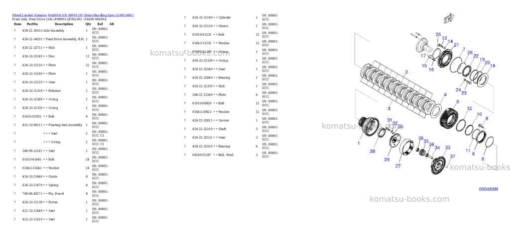 Komatsu WA600-8 S/N 80001-UP (Stone Handling Spec.) Parts catalog cover Page 2 Komatsu WA600-8 S/N 80001-UP (Stone Handling Spec.) Parts catalog cover Page 2