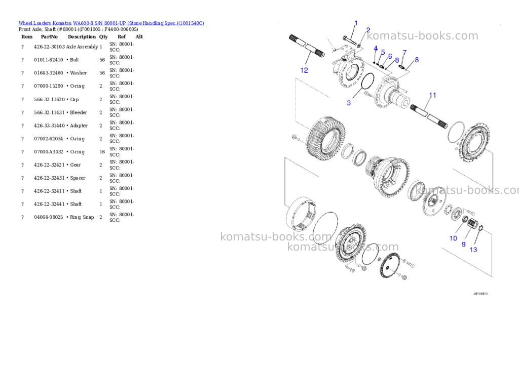 Komatsu WA600-8 S/N 80001-UP (Stone Handling Spec.) Parts catalog cover Page 4 Komatsu WA600-8 S/N 80001-UP (Stone Handling Spec.) Parts catalog cover Page 4