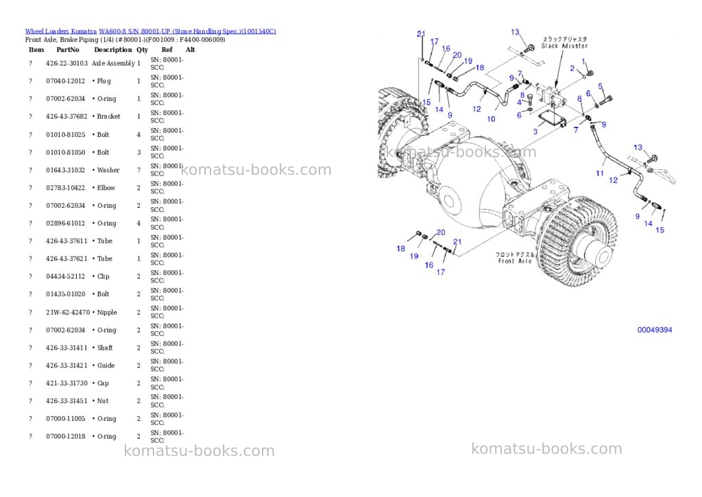 Komatsu WA600-8 S/N 80001-UP (Stone Handling Spec.) Parts catalog cover Page 8 Komatsu WA600-8 S/N 80001-UP (Stone Handling Spec.) Parts catalog cover Page 8
