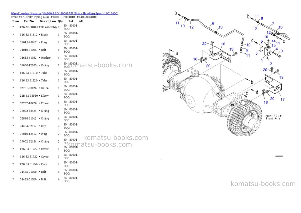 Komatsu WA600-8 S/N 80001-UP (Stone Handling Spec.) Parts catalog cover Page 9 Komatsu WA600-8 S/N 80001-UP (Stone Handling Spec.) Parts catalog cover Page 9