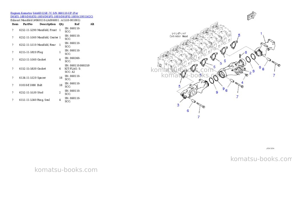 Komatsu saa6d125e-7c s/n 860110-up for d85ex-18e0/d85exi-18e0/d85px-18e0/d85pxi-18e0 Parts catalog cover Page 6 Komatsu saa6d125e-7c s/n 860110-up for d85ex-18e0/d85exi-18e0/d85px-18e0/d85pxi-18e0 Parts catalog cover Page 6