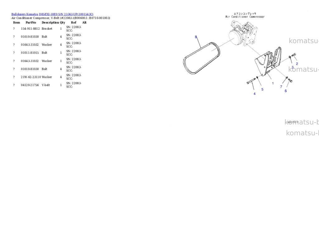 Komatsu d85exi-18e0 s/n 23363-up Parts catalog cover Page 10