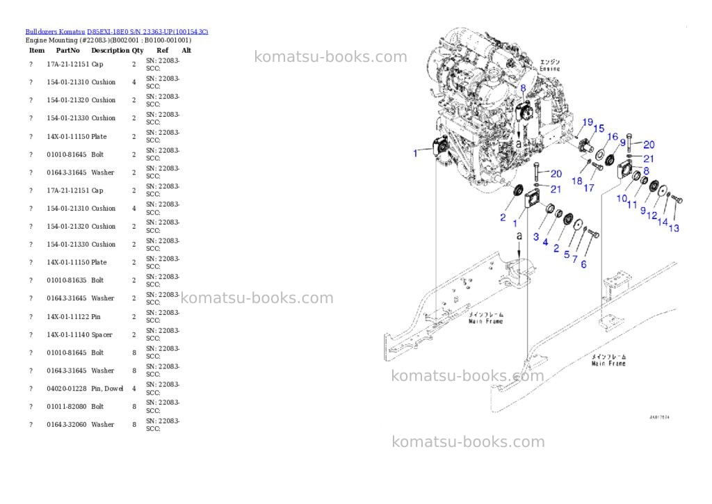 Komatsu d85exi-18e0 s/n 23363-up Parts catalog cover Page 2