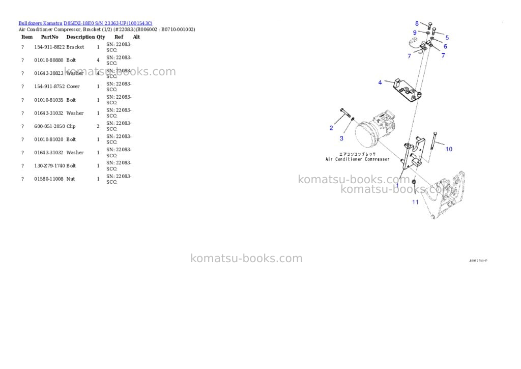 Komatsu d85exi-18e0 s/n 23363-up Parts catalog cover Page 9