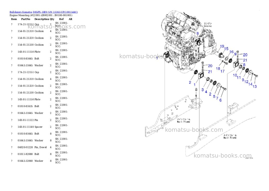 Komatsu d85px-18e0 s/n 23363-up Parts catalog cover Page 2 Komatsu d85px-18e0 s/n 23363-up Parts catalog cover Page 2
