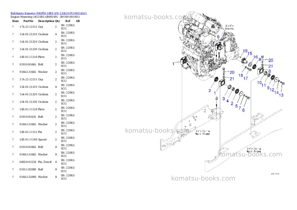 Komatsu d85pxi-18e0 s/n 23363-up Parts catalog cover Page 2 Komatsu d85pxi-18e0 s/n 23363-up Parts catalog cover Page 2
