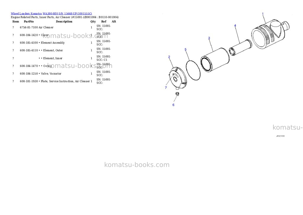 Komatsu wa380-8e0 s/n 15648-up Parts catalog cover Page 3