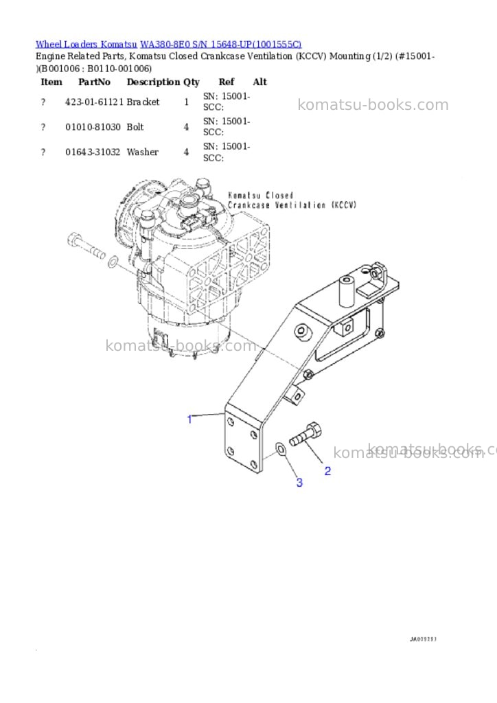 Komatsu wa380-8e0 s/n 15648-up Parts catalog cover Page 5