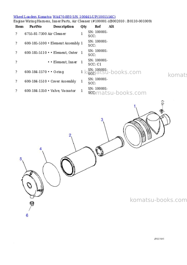 Komatsu wa470-8e0 s/n 100445-up Parts catalog cover Page 10