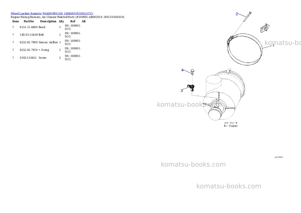 Komatsu wa480-8e0 s/n 100448-up Parts catalog cover Page 10