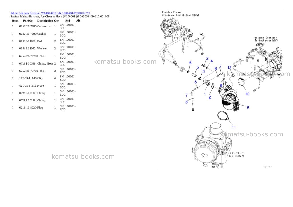 Komatsu wa480-8e0 s/n 100448-up Parts catalog cover Page 5