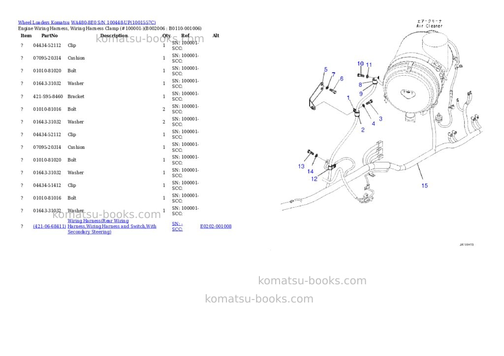 Komatsu wa480-8e0 s/n 100448-up Parts catalog cover Page 6