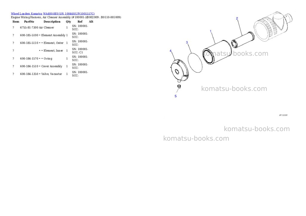 Komatsu wa480-8e0 s/n 100448-up Parts catalog cover Page 9
