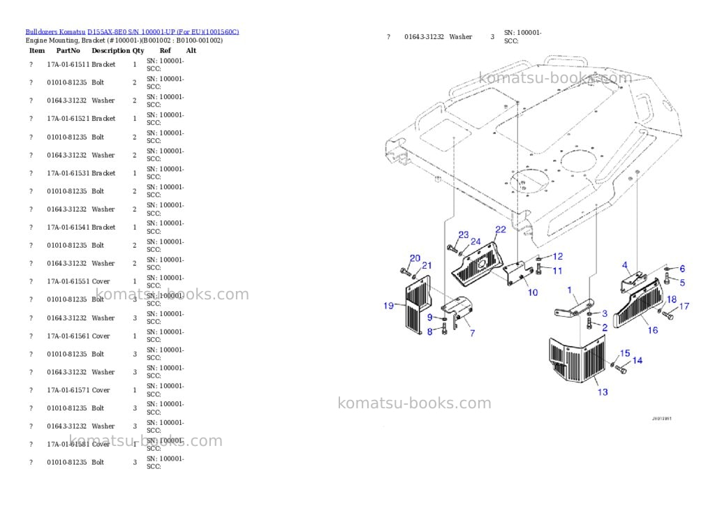 Komatsu d155ax-8e0 s/n 100001-up for eu Parts catalog cover Komatsu d155ax-8e0 s/n 100001-up for eu Parts catalog cover