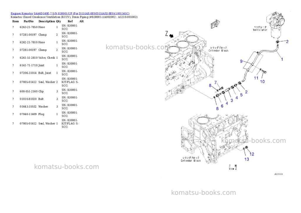Komatsu saa6d140e-7 s/n 830001-up for d155ax-8e0/d155axi-8e0 Parts catalog cover Page 2 Komatsu saa6d140e-7 s/n 830001-up for d155ax-8e0/d155axi-8e0 Parts catalog cover Page 2