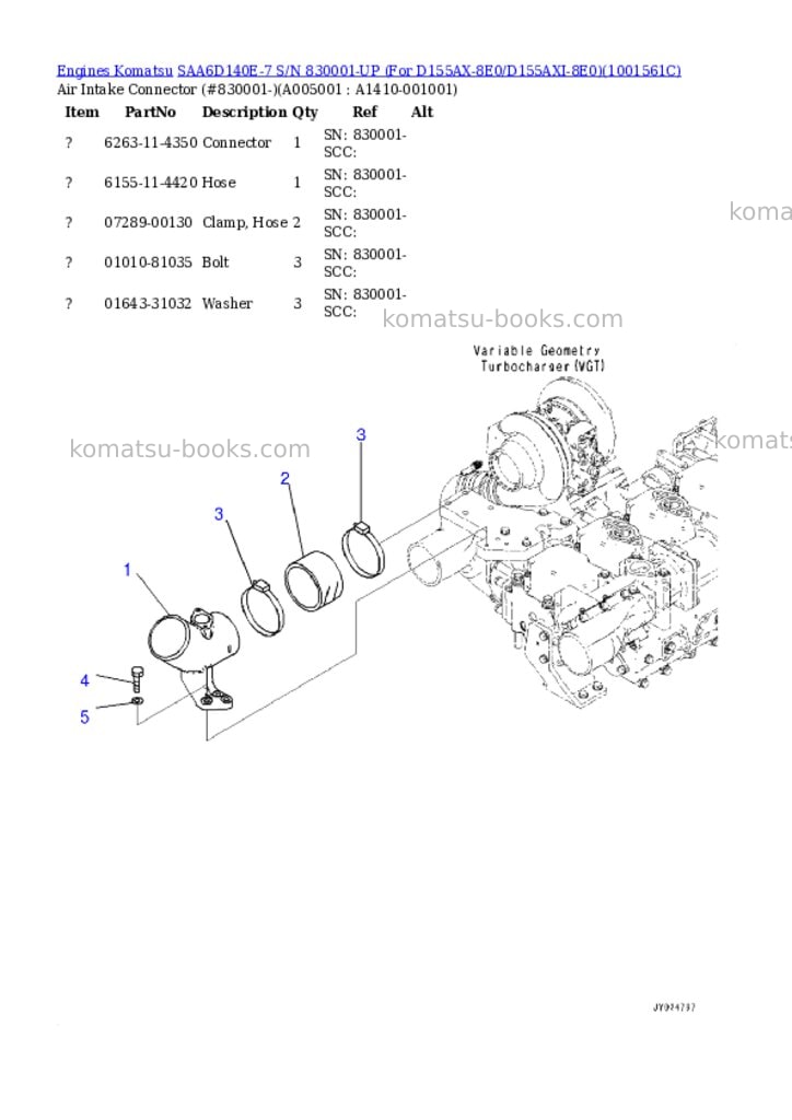 Komatsu saa6d140e-7 s/n 830001-up for d155ax-8e0/d155axi-8e0 Parts catalog cover Page 7 Komatsu saa6d140e-7 s/n 830001-up for d155ax-8e0/d155axi-8e0 Parts catalog cover Page 7