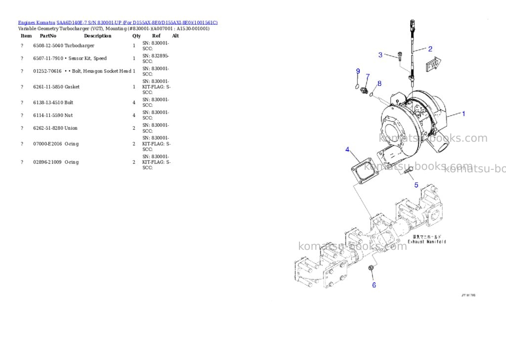 Komatsu saa6d140e-7 s/n 830001-up for d155ax-8e0/d155axi-8e0 Parts catalog cover Page 9 Komatsu saa6d140e-7 s/n 830001-up for d155ax-8e0/d155axi-8e0 Parts catalog cover Page 9