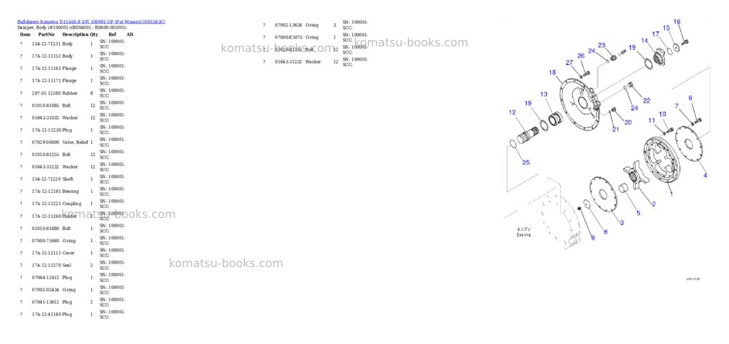 Komatsu D155AX-8 S/N 100001-UP (For Mosaic) Parts catalog cover Page 10