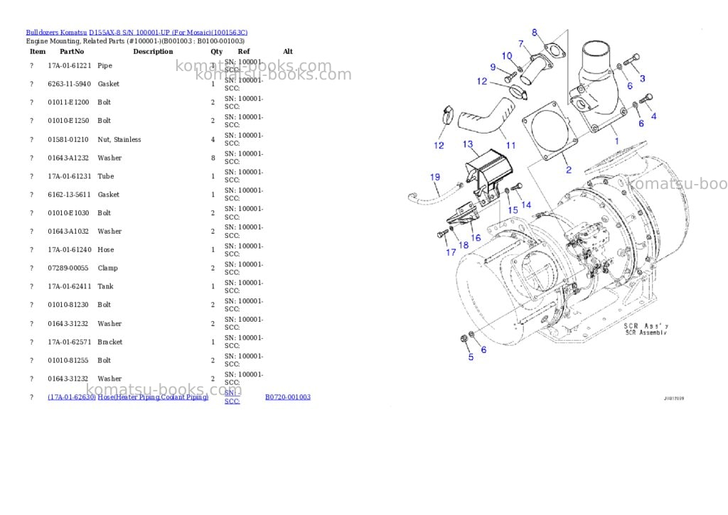 Komatsu D155AX-8 S/N 100001-UP (For Mosaic) Parts catalog cover Page 2