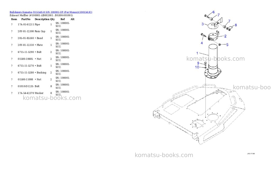 Komatsu D155AX-8 S/N 100001-UP (For Mosaic) Parts catalog cover Page 3